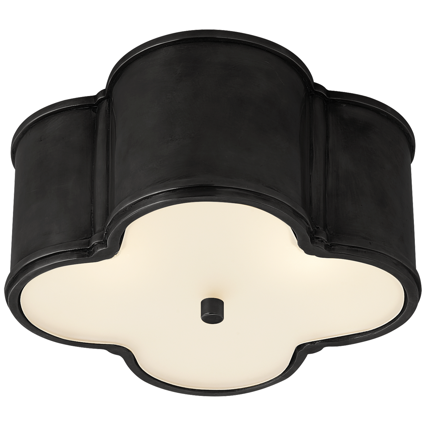Basil Small Flush Mount in Gun Metal with Frosted Glass