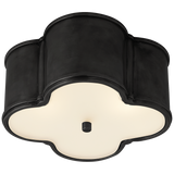 Basil Small Flush Mount in Gun Metal with Frosted Glass