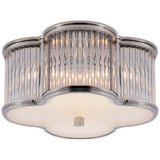 Basil Small Flush Mount in Polished Nickel and Clear Glass Rods with Frosted Glass