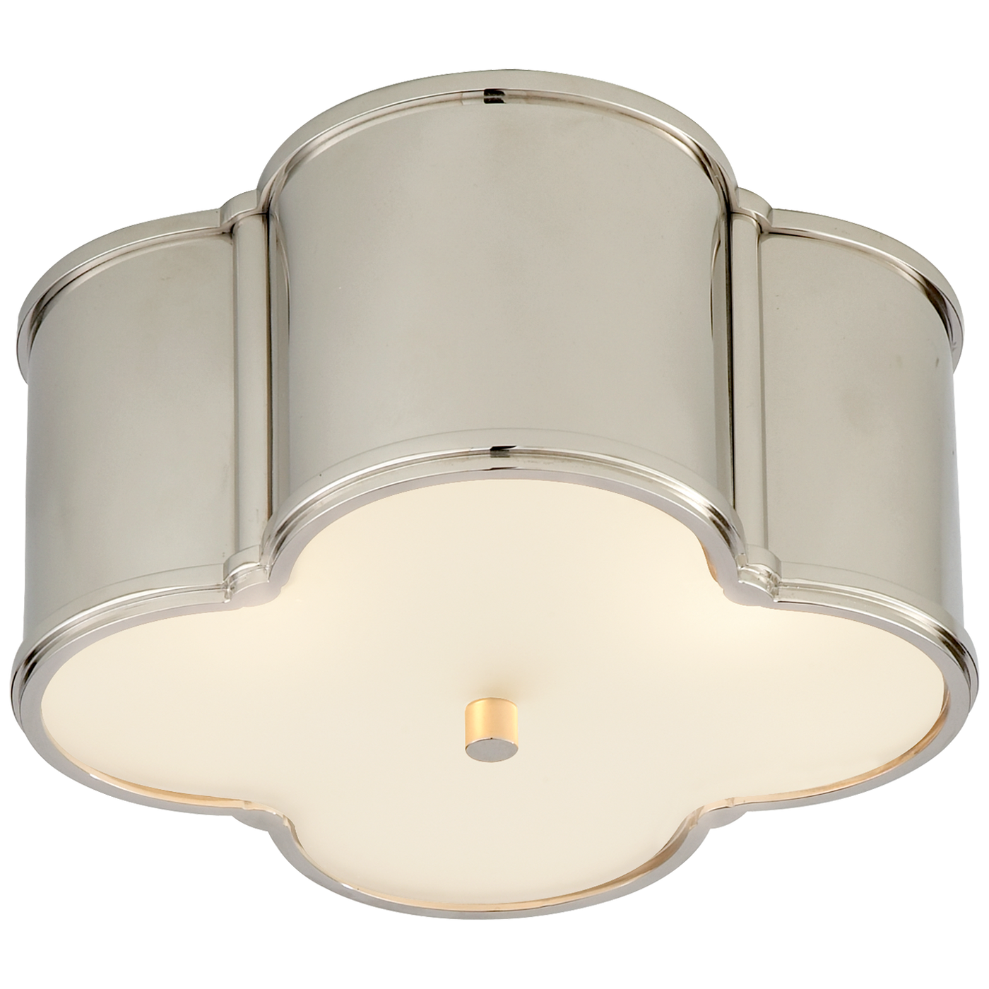 Basil Small Flush Mount in Polished Nickel with Frosted Glass