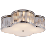 Basil 17" Flush Mount in Polished Nickel and Clear Glass Rods with Frosted Glass