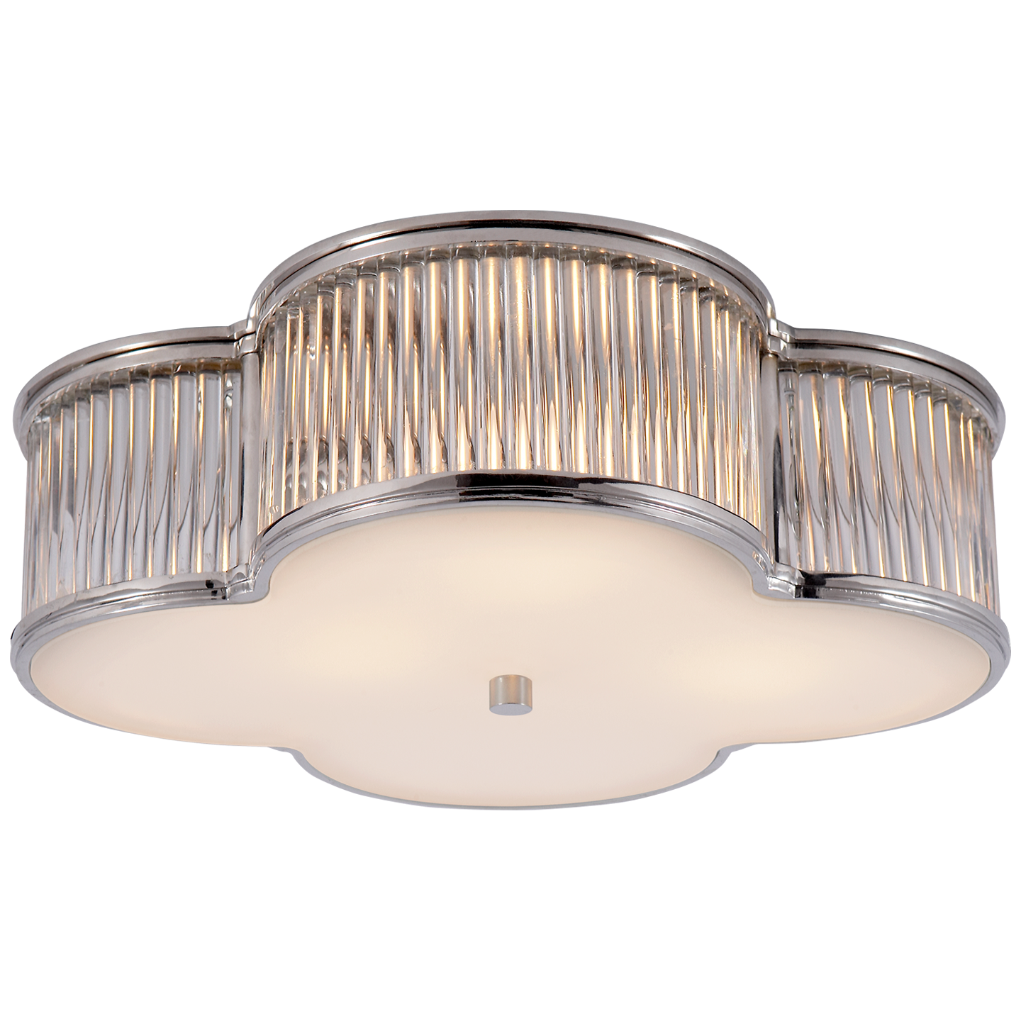 Lataa kuva Galleria-katseluun, Basil 17&quot; Flush Mount in Polished Nickel and Clear Glass Rods with Frosted Glass
