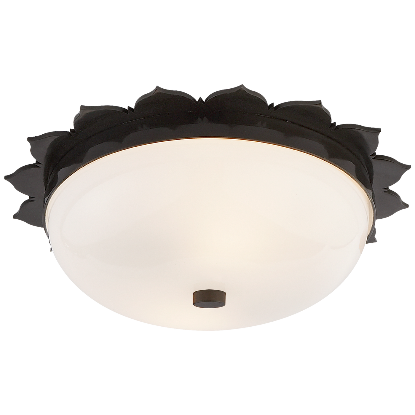 Rachel Small Flush Mount in Gun Metal with White Glass