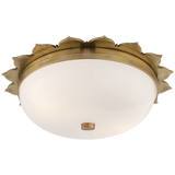 Rachel Small Flush Mount in Natural Brass with White Glass