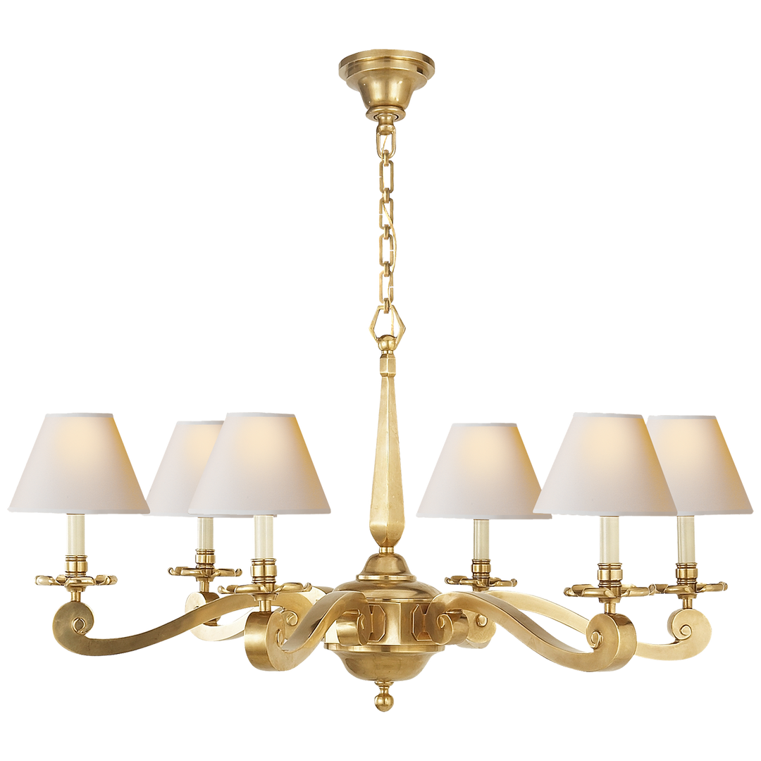 Myrna Chandelier in Natural Brass with Natural Paper Shades