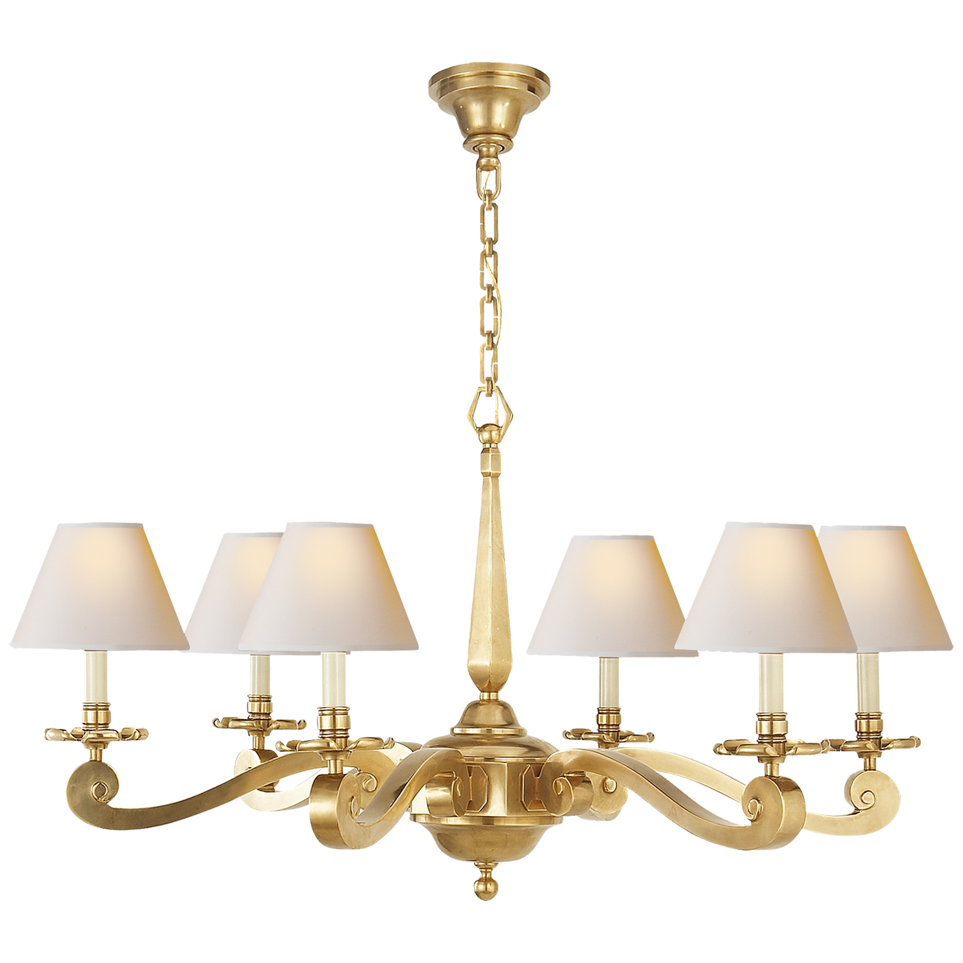 Myrna Chandelier in Natural Brass with Natural Paper Shades