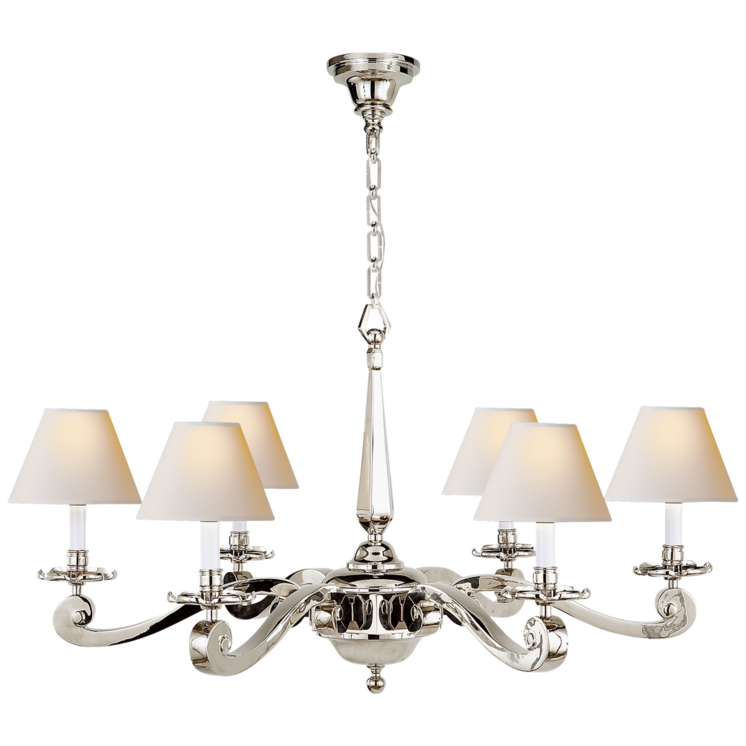 Myrna Chandelier in Polished Nickel with Natural Paper Shades