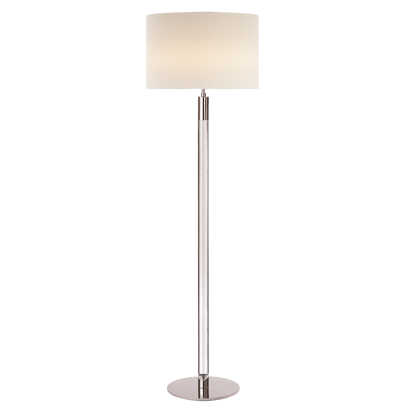 Riga Floor Lamp in Clear Glass and Polished Nickel with Linen Shade