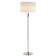 Riga Floor Lamp in Clear Glass and Polished Nickel with Linen Shade