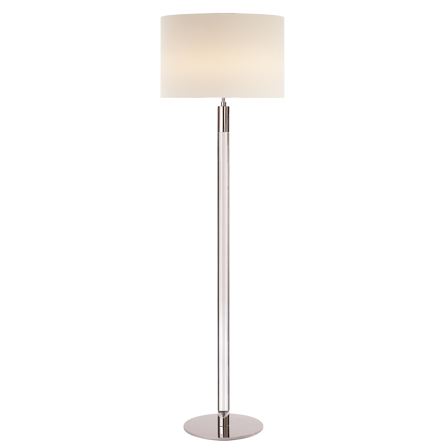 Load image into Gallery viewer, Riga Floor Lamp in Clear Glass and Polished Nickel with Linen Shade
