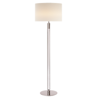 Riga Floor Lamp in Clear Glass and Polished Nickel with Linen Shade