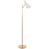 Clemente Floor Lamp in Hand-Rubbed Antique Brass with White