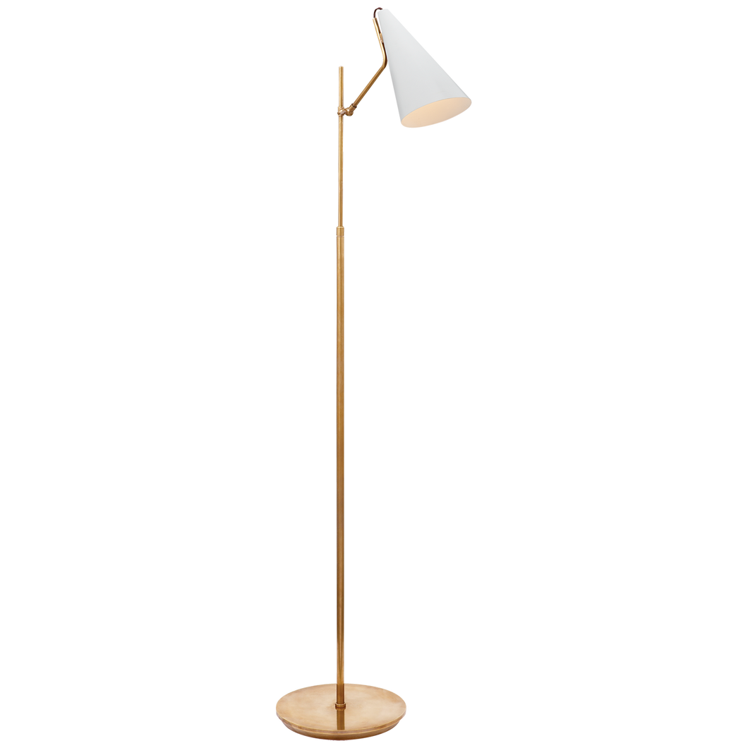 Clemente Floor Lamp in Hand-Rubbed Antique Brass with White
