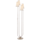 Montreuil Floor Lamp in Burnished Silver Leaf with Linen Shades