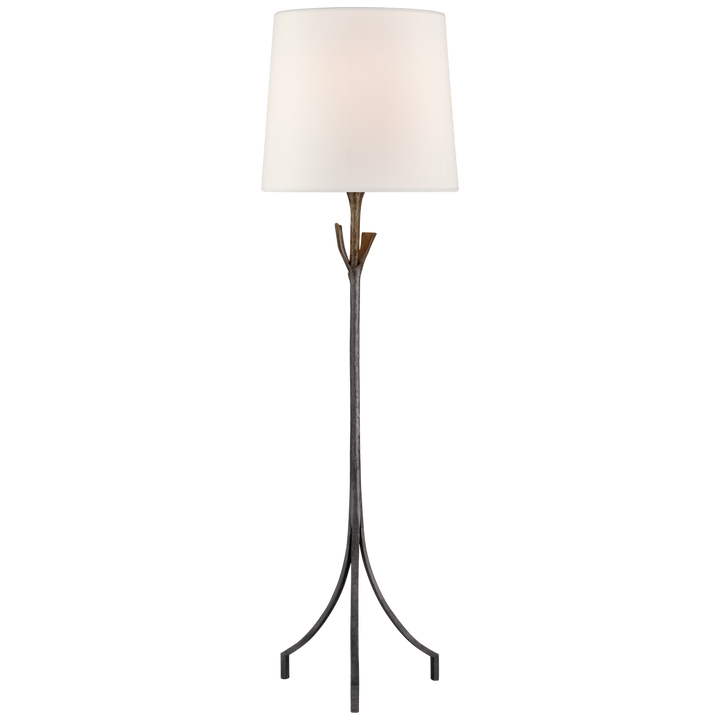 Fliana Floor Lamp in Aged Iron with Linen Shade