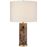 Cliff Table Lamp in Brown Marble with Linen Shade