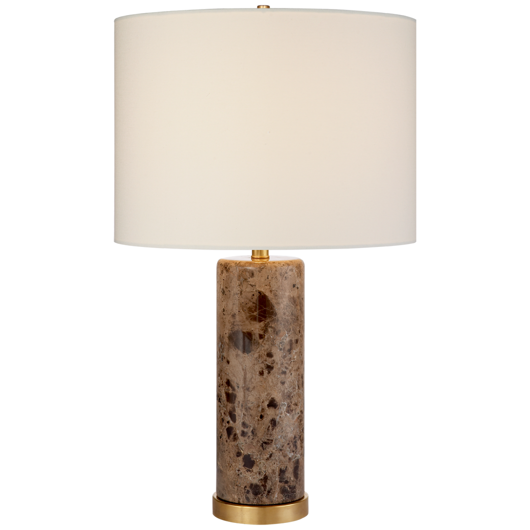Cliff Table Lamp in Brown Marble with Linen Shade