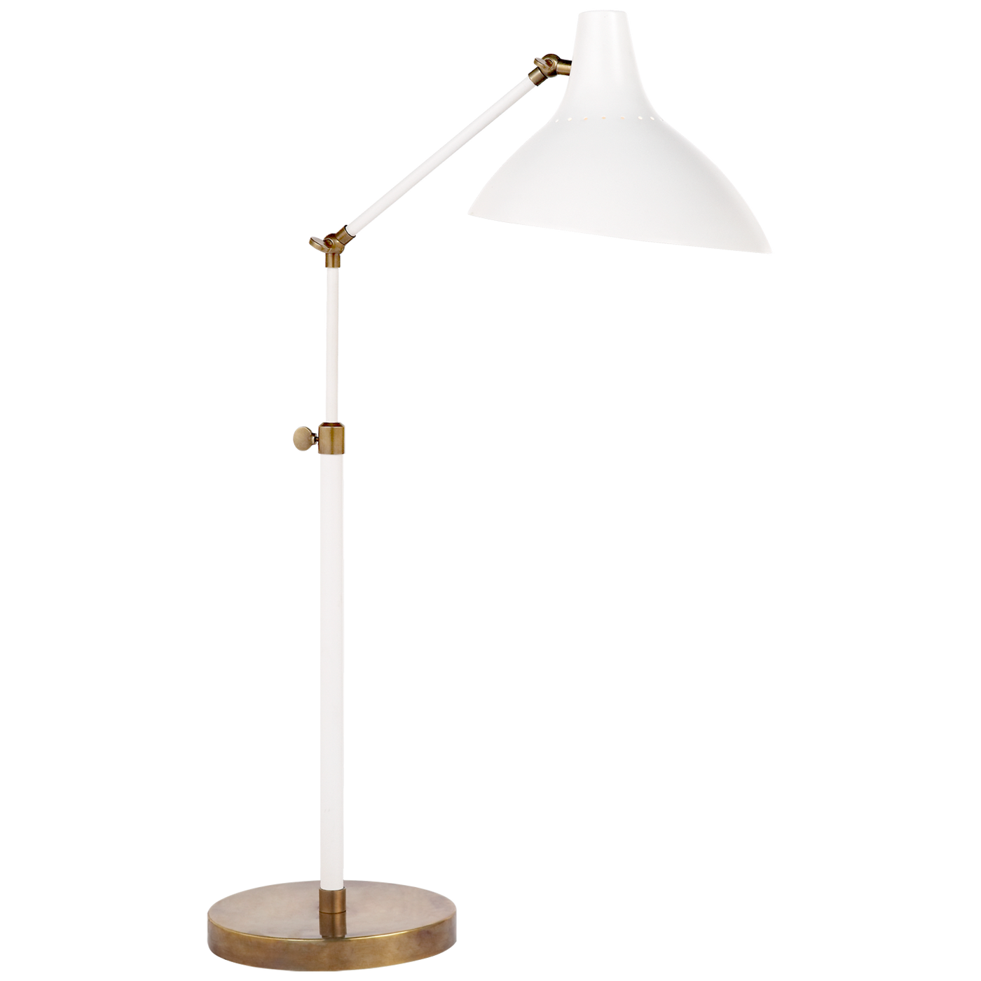 Charlton Table Lamp in White and Hand-Rubbed Antique Brass