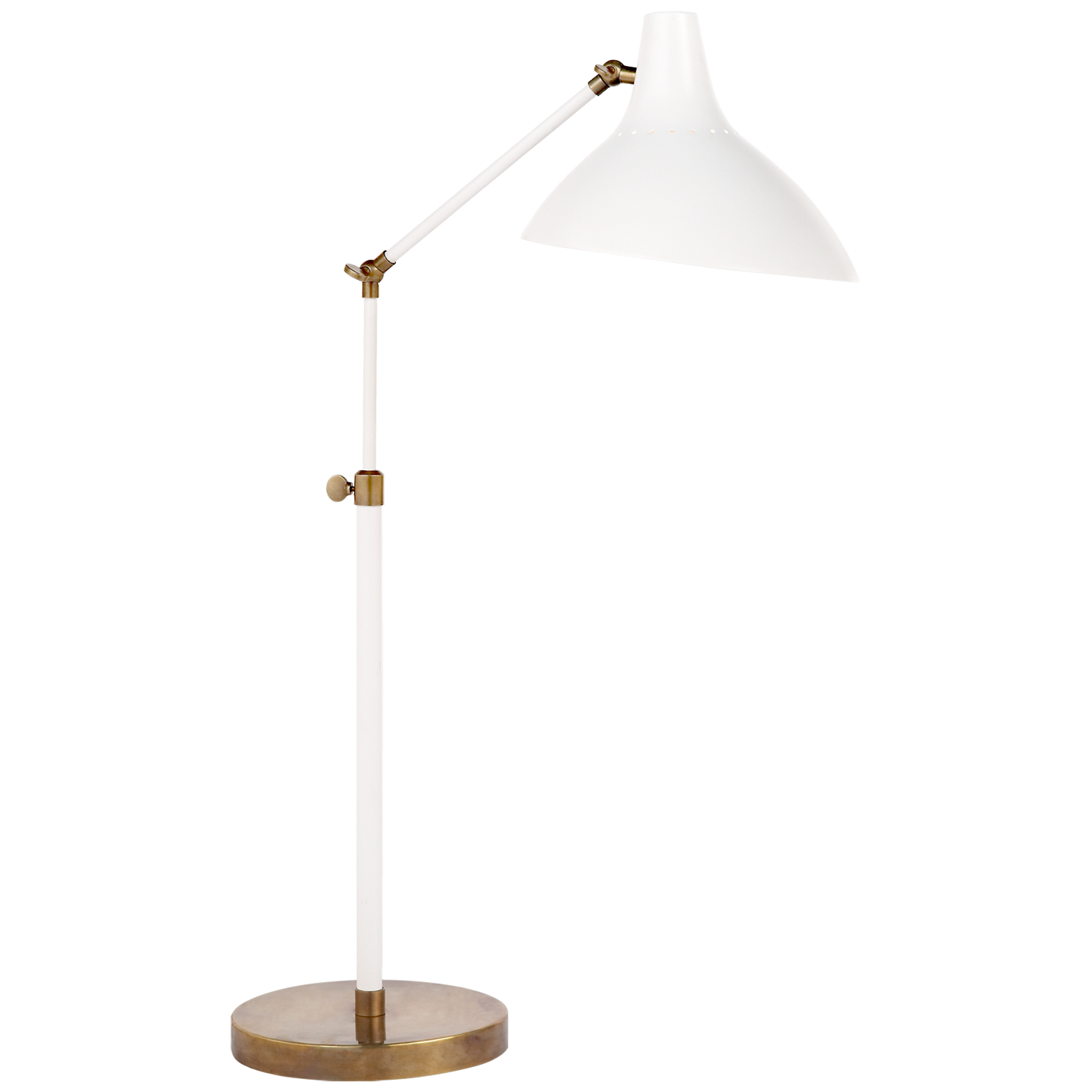 Lade das Bild in den Galerie-Viewer, Charlton Table Lamp in White and Hand-Rubbed Antique Brass

