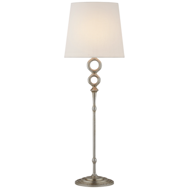 Bristol Table Lamp in Burnished Silver Leaf with Linen Shade
