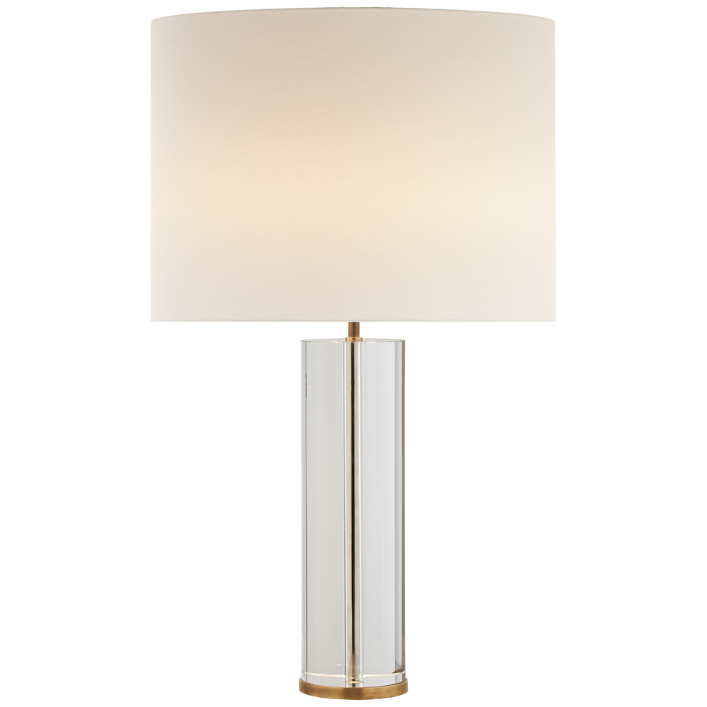 Lineham Table Lamp in Crystal and Hand-Rubbed Antique Brass with Linen Shade