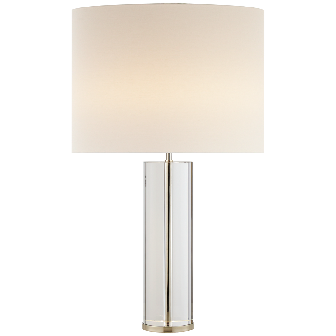 Lineham Table Lamp in Crystal and Polished Nickel with Linen Shade