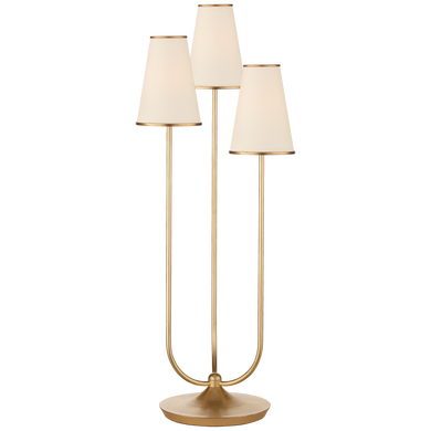 Montreuil Triple Table Lamp in Gild with Linen Shades