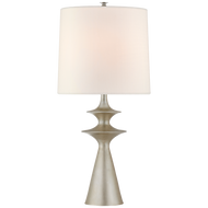 Lakmos Large Table Lamp in Burnished Silver Leaf with Linen Shade
