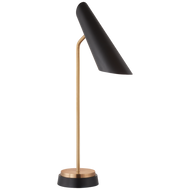 Franca Single Pivoting Task Lamp in Hand-Rubbed Antique Brass with Black Shade