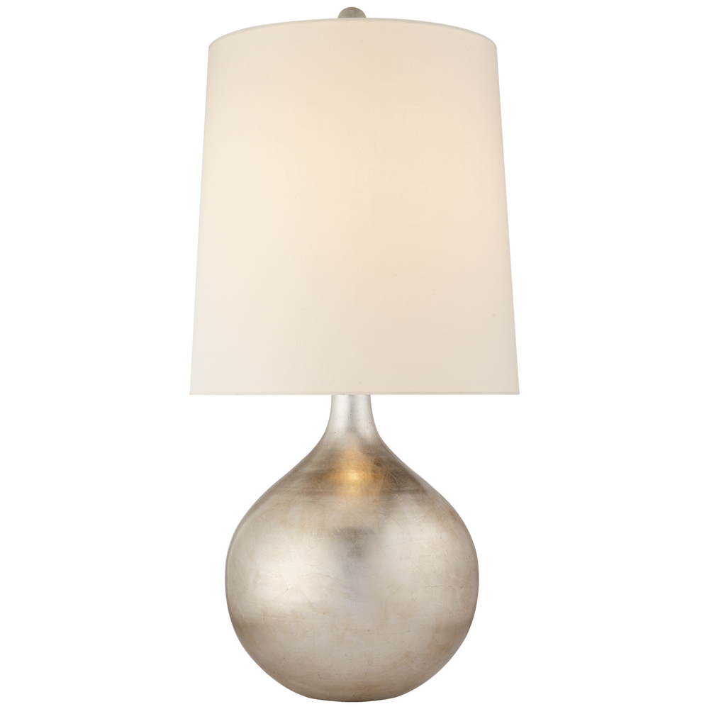 Warren Table Lamp in Burnished Silver Leaf with Linen Shade