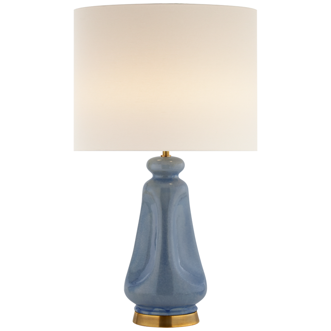 Kapila Table Lamp in Polar Blue Crackle with Linen Shade
