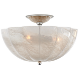 Rosehill Semi-Flush in Polished Nickel with White Strie Glass