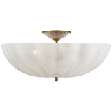Rosehill Large Semi-Flush Mount in Hand-Rubbed Antique Brass with White Strie Glass