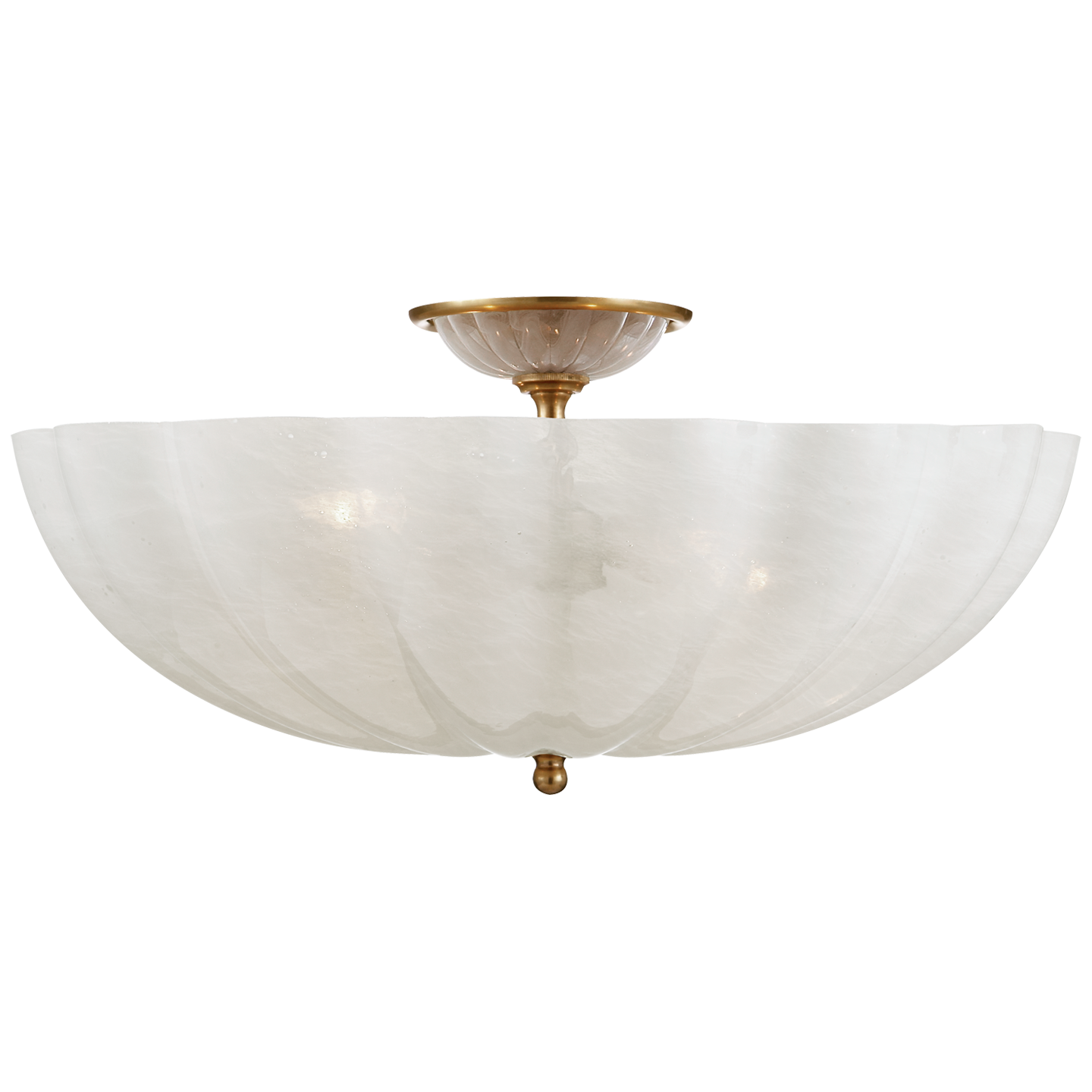 Lade das Bild in den Galerie-Viewer, Rosehill Large Semi-Flush Mount in Hand-Rubbed Antique Brass with White Strie Glass
