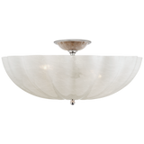 Rosehill Large Semi-Flush Mount in Polished Nickel with White Strie Glass