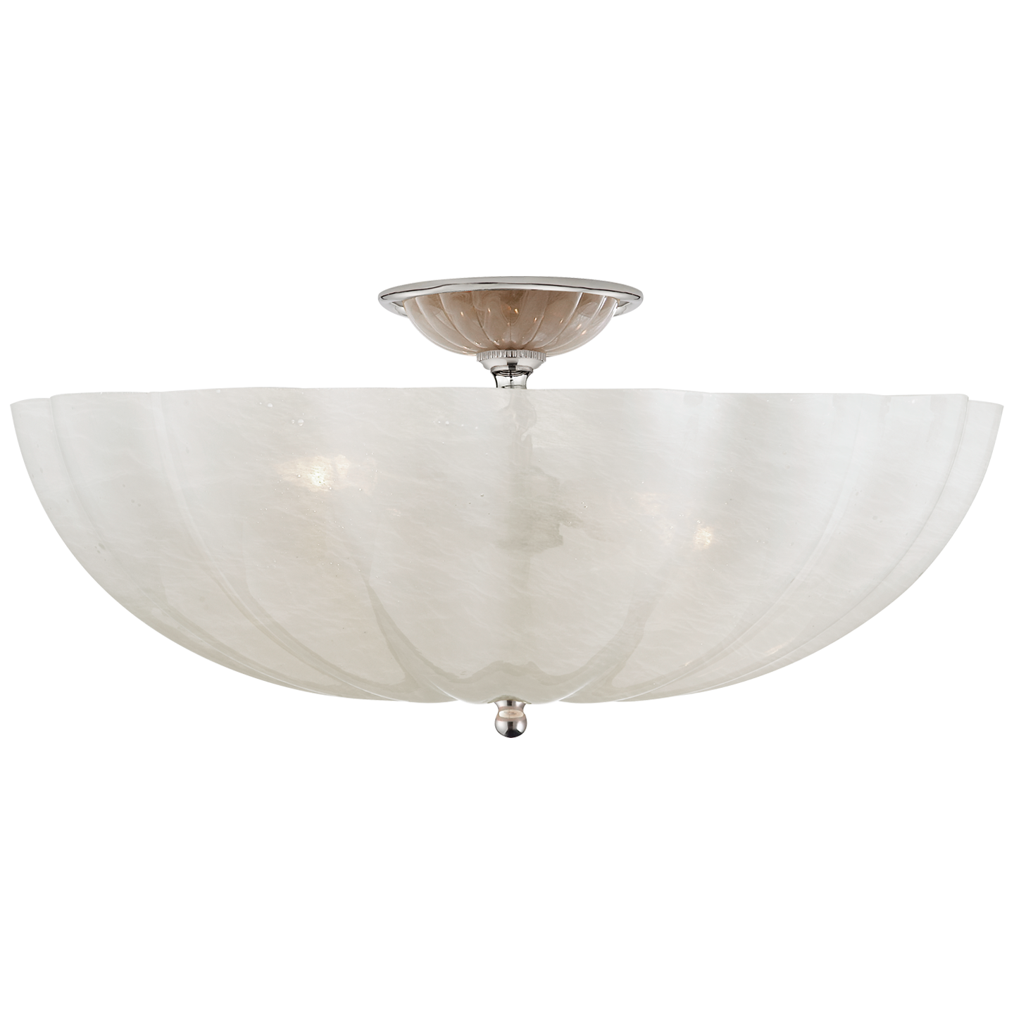 Lade das Bild in den Galerie-Viewer, Rosehill Large Semi-Flush Mount in Polished Nickel with White Strie Glass
