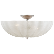 Rosehill Large Semi-Flush Mount in Polished Nickel with White Strie Glass