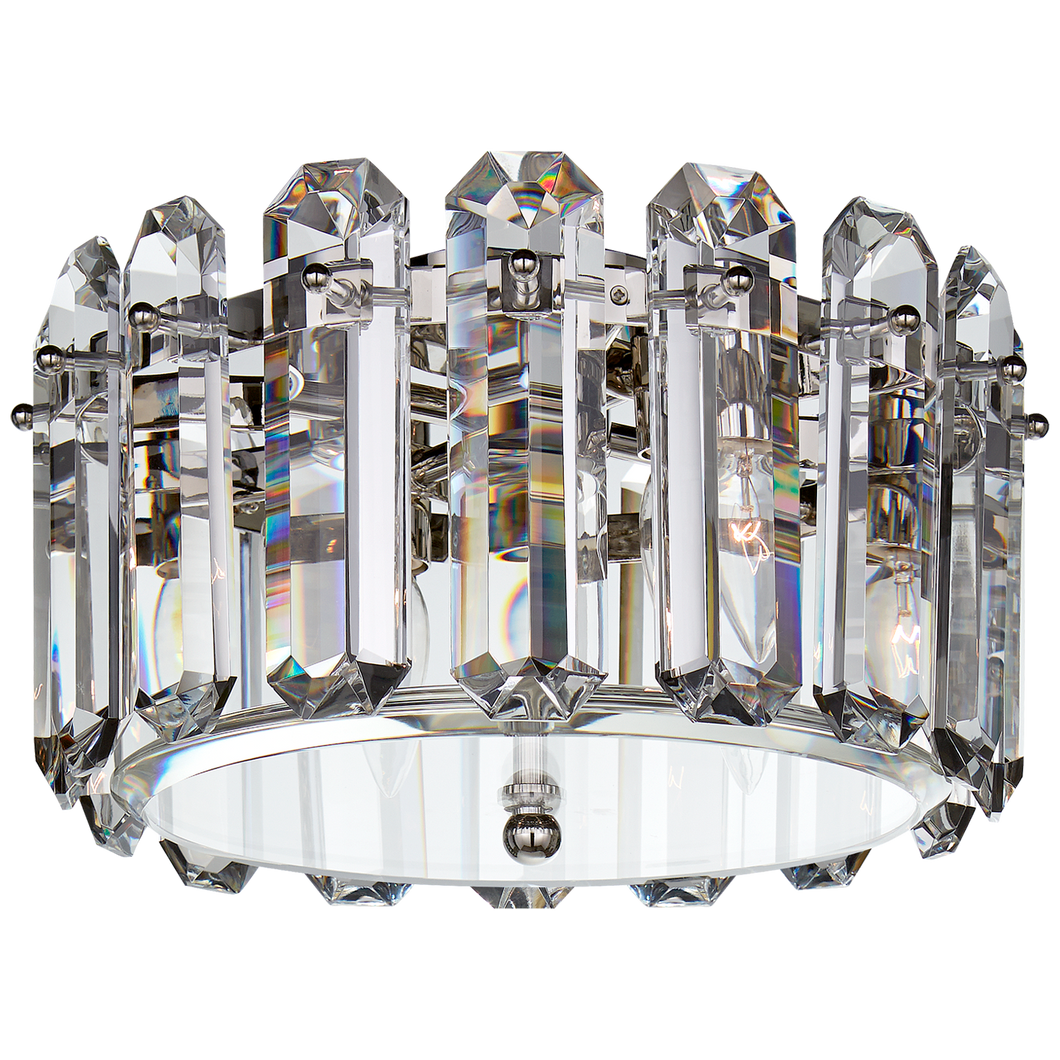 Bonnington Small Flush Mount in Polished Nickel with Crystal