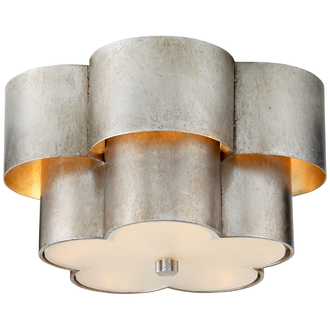 Arabelle Flush Mount in Burnished Silver Leaf with Frosted Acrylic