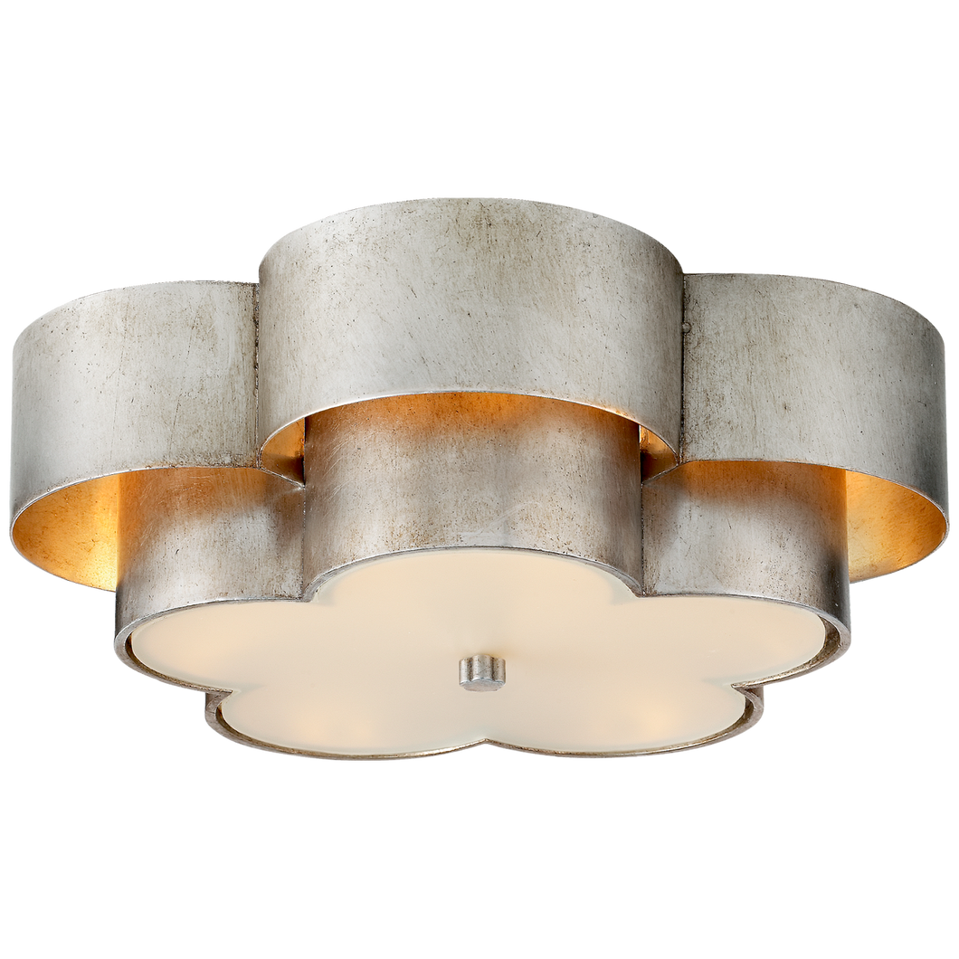 Arabelle Large Flush Mount in Burnished Silver Leaf with Frosted Acrylic