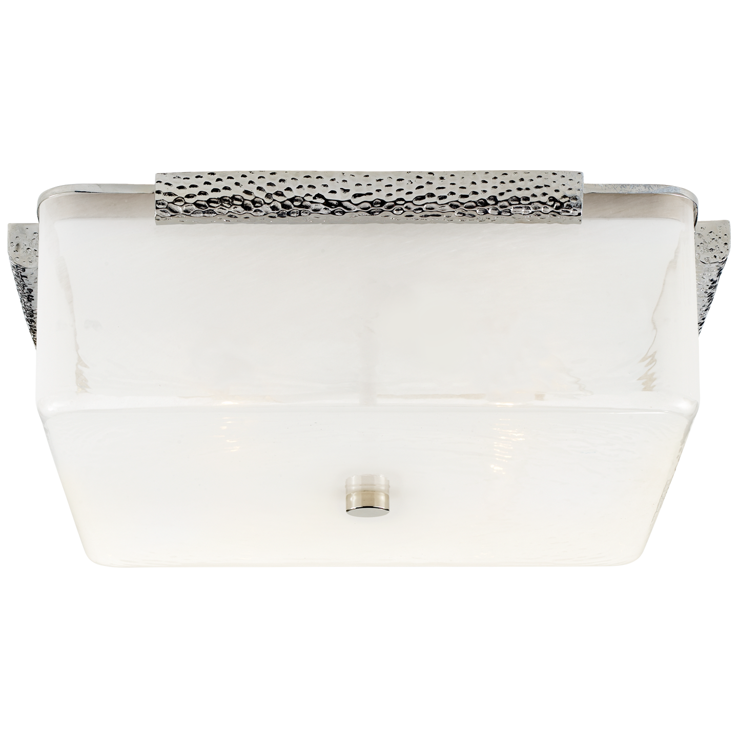 Lade das Bild in den Galerie-Viewer, Mezan Large Flush Mount in Polished Nickel with White Strie Glass
