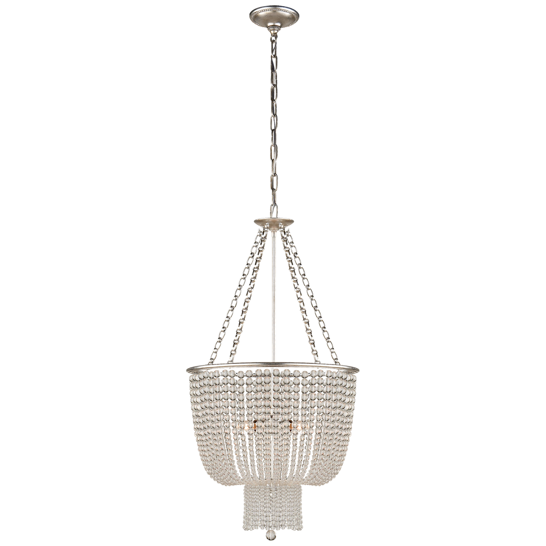 Jacqueline Chandelier in Burnished Silver Leaf with Clear Glass