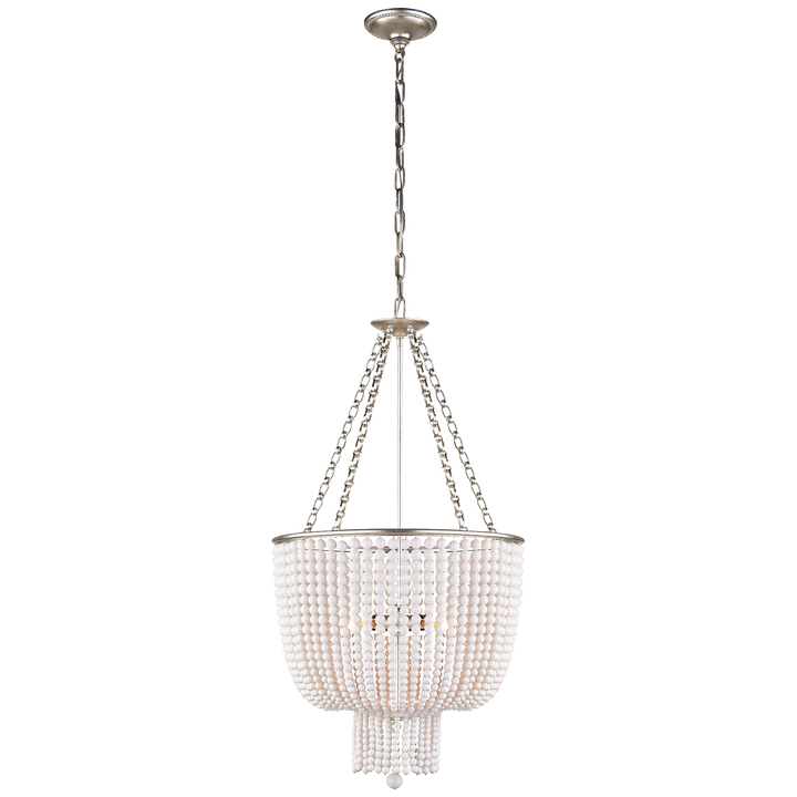 Jacqueline Chandelier in Burnished Silver Leaf with White Acrylic