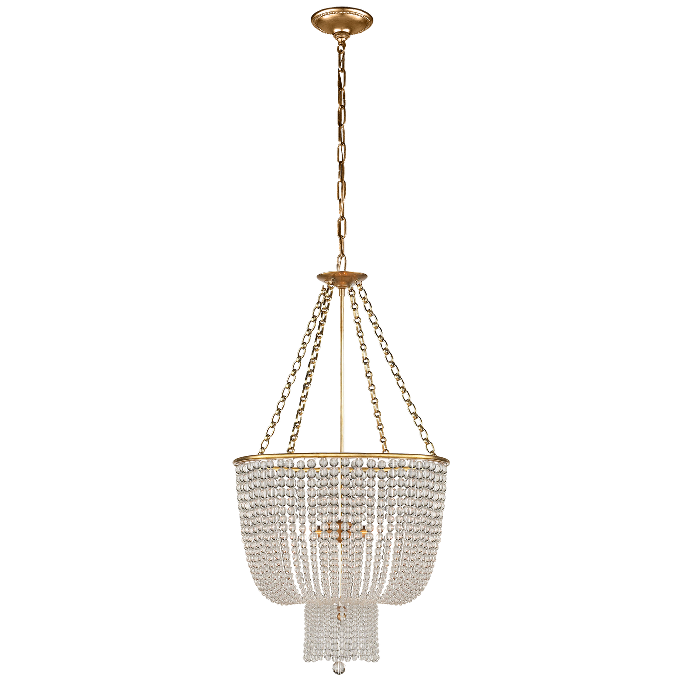 Jacqueline Chandelier in Hand-Rubbed Antique Brass with Clear Glass