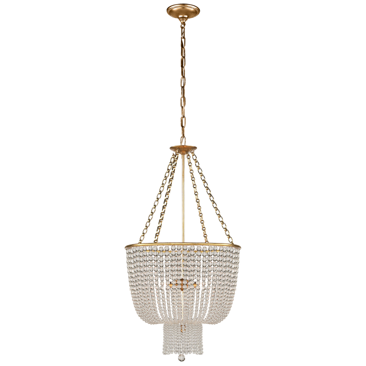 Jacqueline Chandelier in Hand-Rubbed Antique Brass with Clear Glass