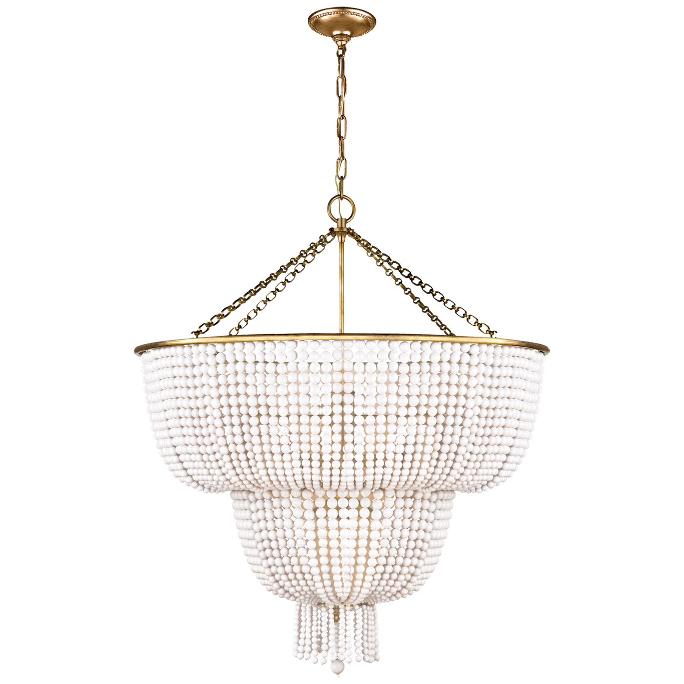 Jacqueline Two-Tier Chandelier in Hand-Rubbed Antique Brass with White Acrylic