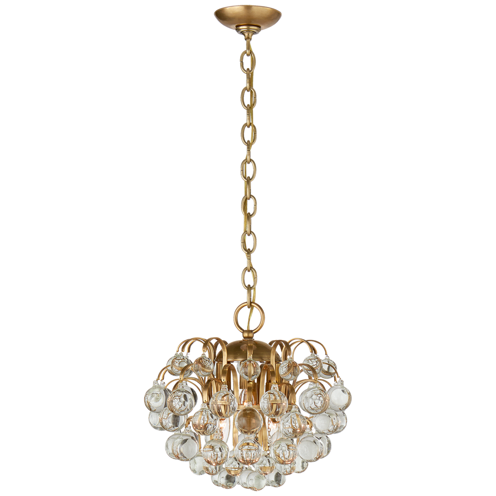 Bellvale Small Chandelier in Hand-Rubbed Antique Brass with Crystal