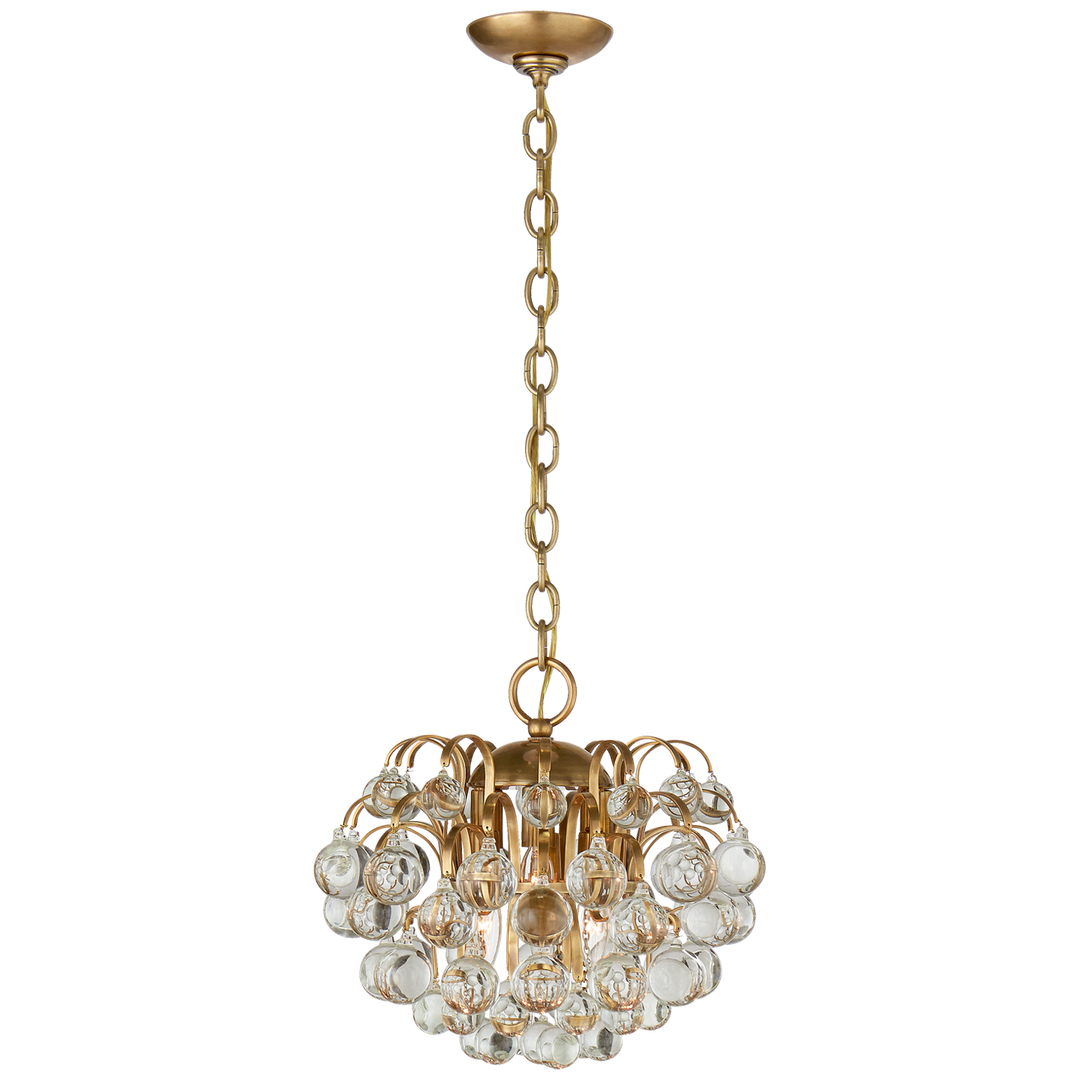 Bellvale Small Chandelier in Hand-Rubbed Antique Brass with Crystal