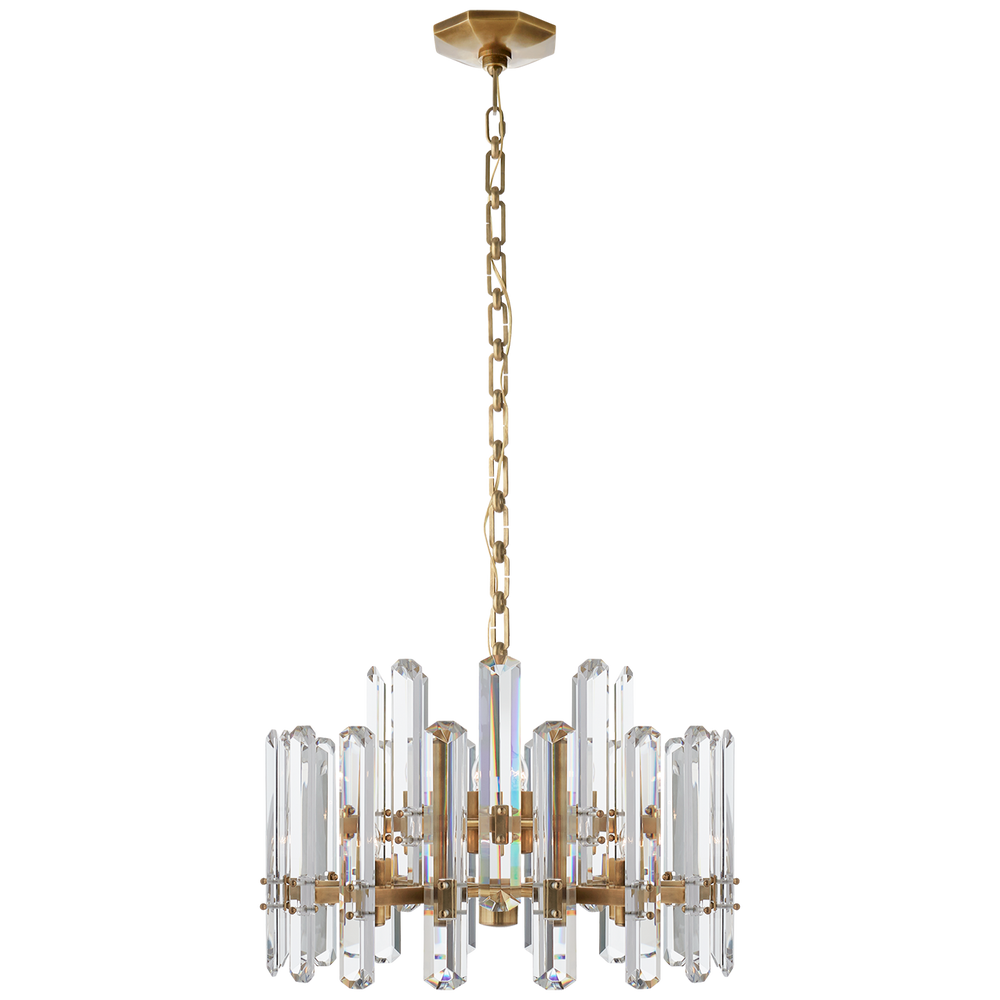 Bonnington Chandelier in Hand-Rubbed Antique Brass with Crystal