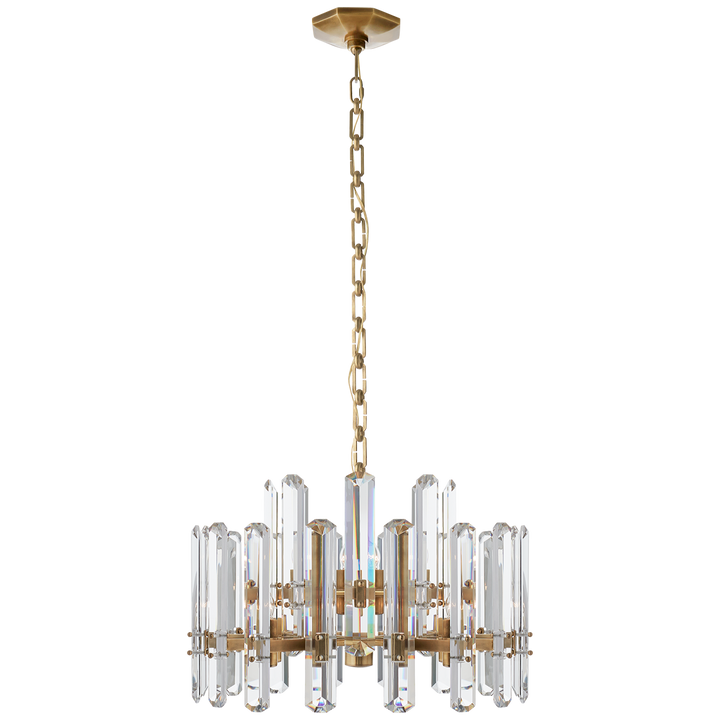 Bonnington Chandelier in Hand-Rubbed Antique Brass with Crystal